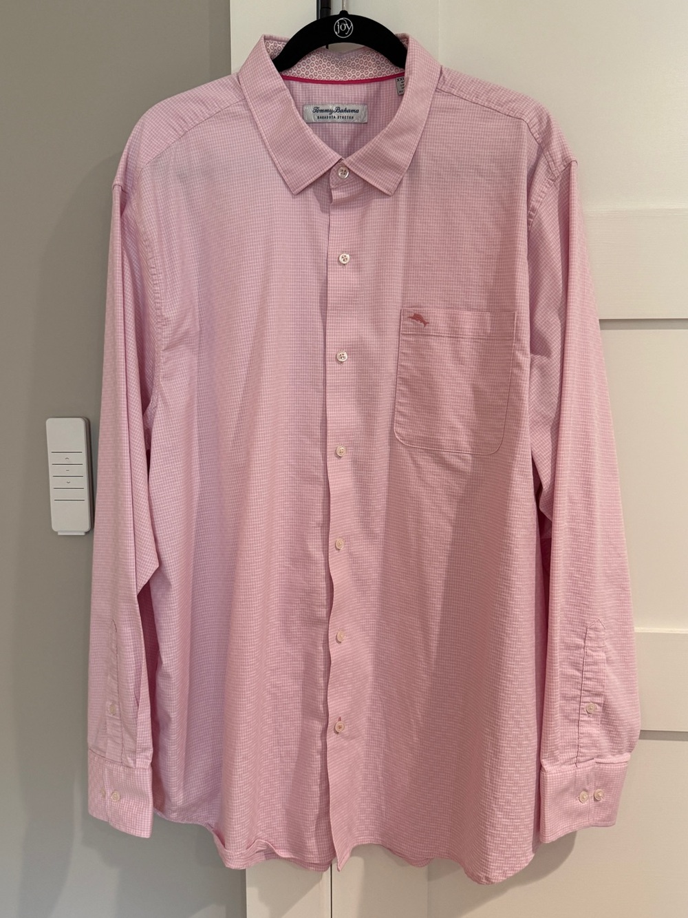 Tommy Bahama Sarasota Stretch Sea Tide Check IslandZone Shirt Pink XXL Tall